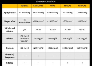 Lomber ponksiyon bulguları